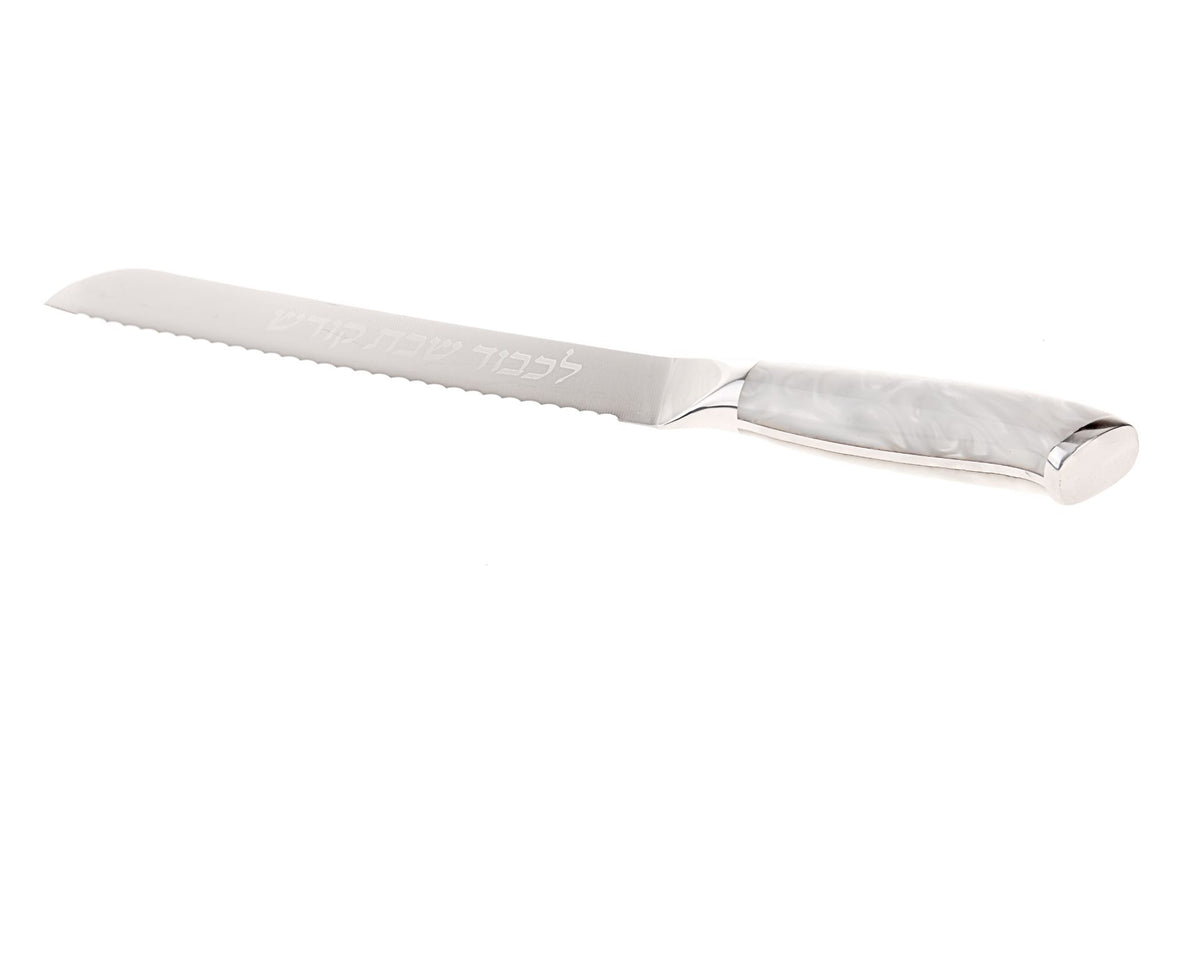 Challah Knife with White Resin Handle
