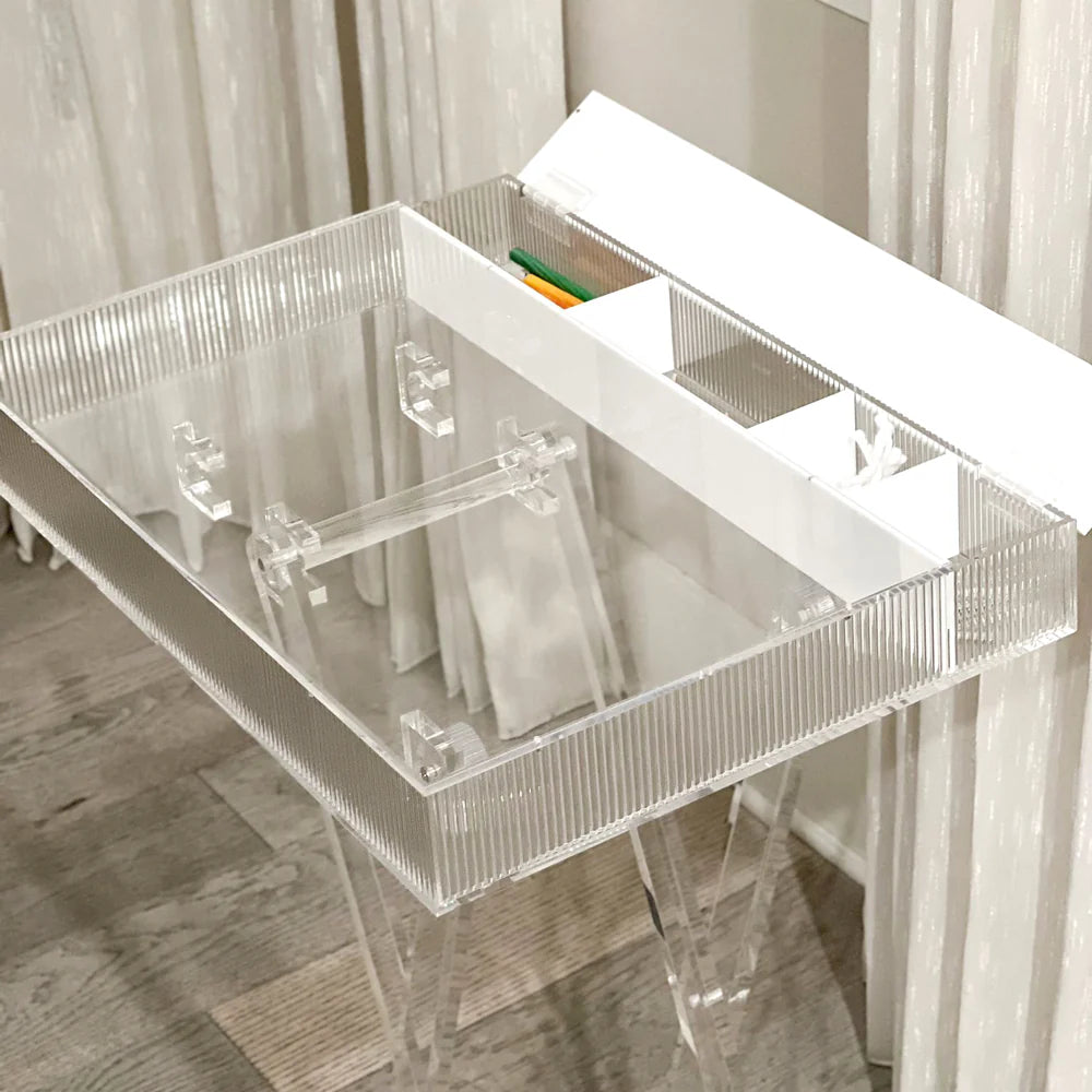 Adjustable Lucite Table with Concealed Sections – The Happy Kangaroo