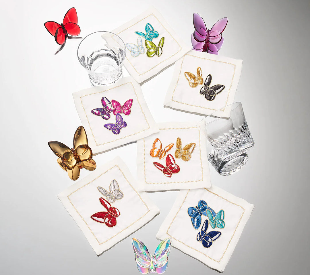 BUTTERFLIES IN THAILAND 全6巻セット BACCARAT X KIM SEYBERT Butterflies Cocktail Napkin in Multi, Set