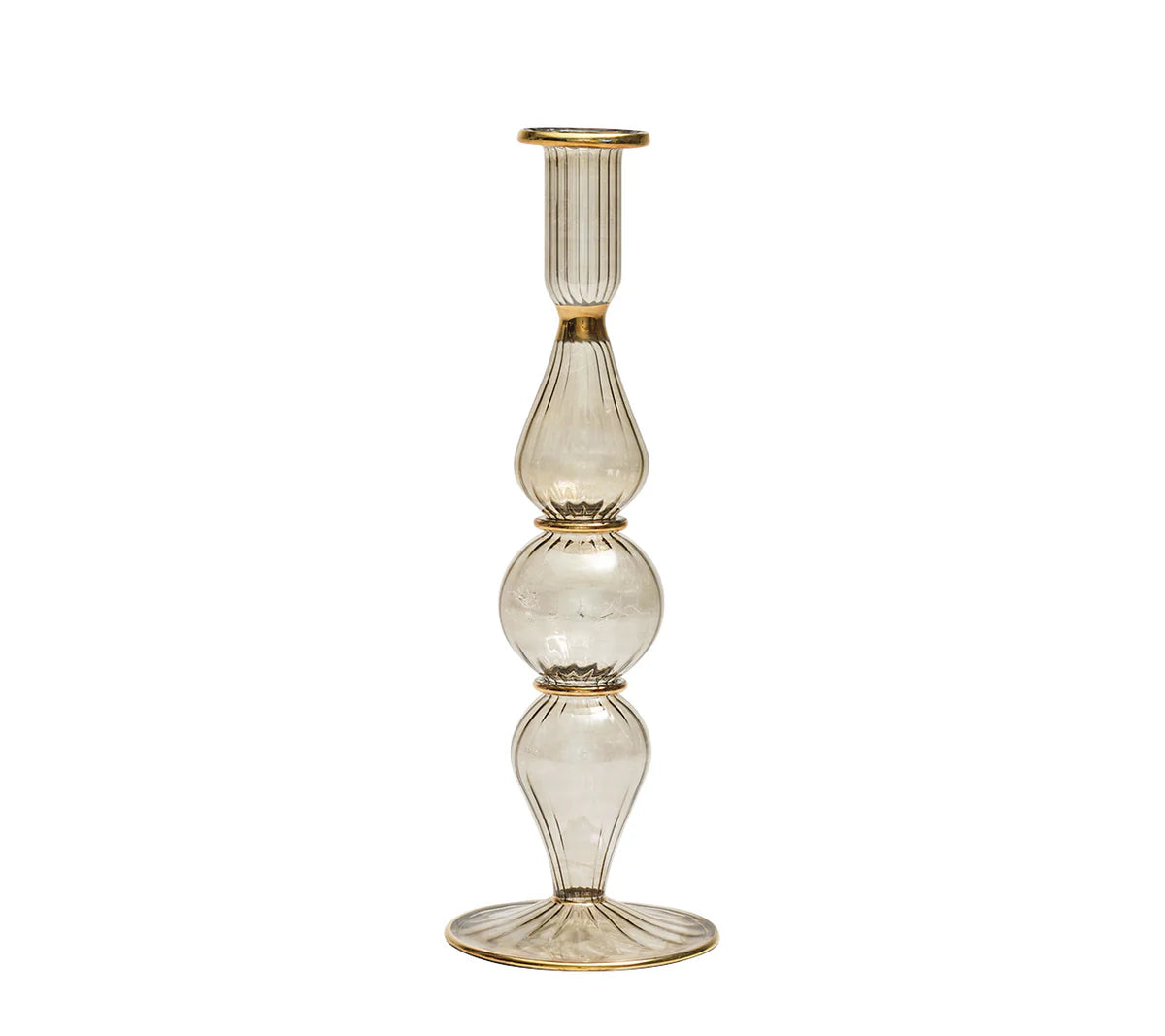 Kim Seybert Ripple Candle Holder in Smoke