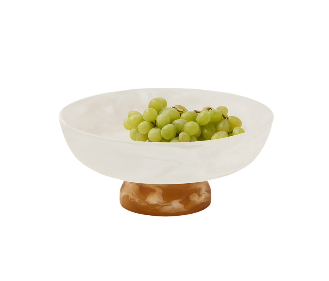 Benno White/Amber Swirled Fruit Bowl