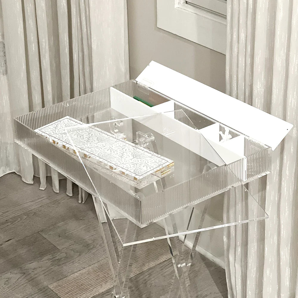 Adjustable Lucite Table with Concealed Sections – The Happy Kangaroo
