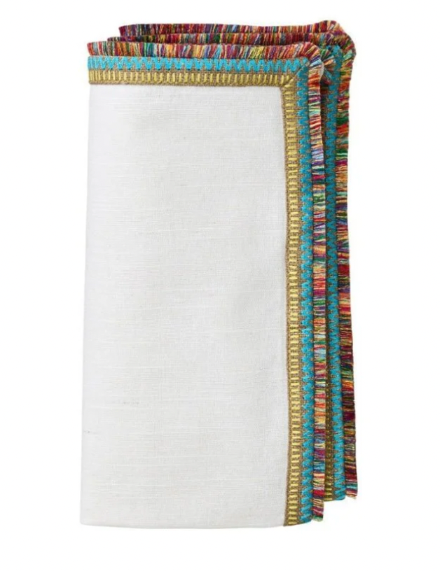 KIM SEYBERT Spectrum Napkin in White & Multi, Set of 4