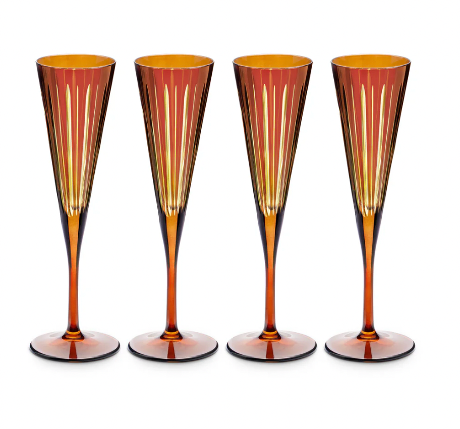 L'Object Prism Champagne Flutes - Amber, Set of 4