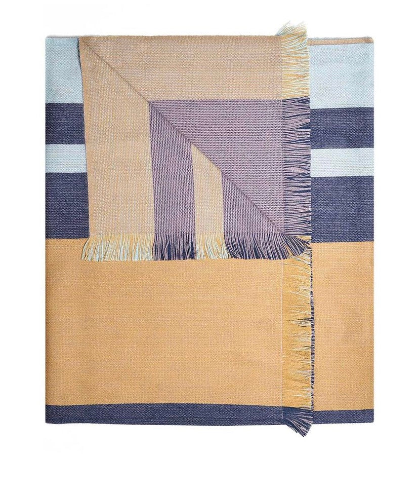 Alpaca Reversible Throw— Indigo Gold