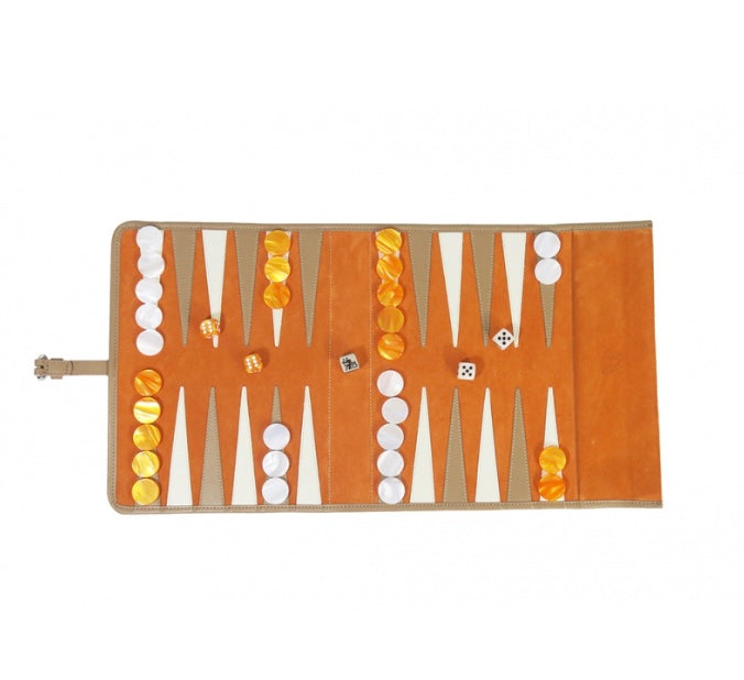 Amari Backgammon De Viaje – Juego De Maleta De Piel Auténtica, Compacto Y Ligero Para Vacaciones Y Viajes